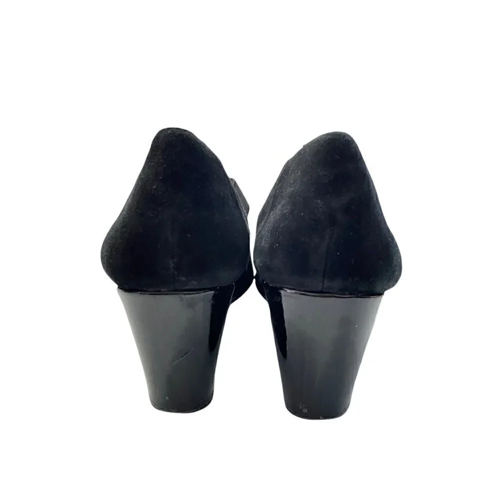 Taryn By Taryn Rose Women's Black Suede Crisscross Strap Wedge Heels Size 9.5